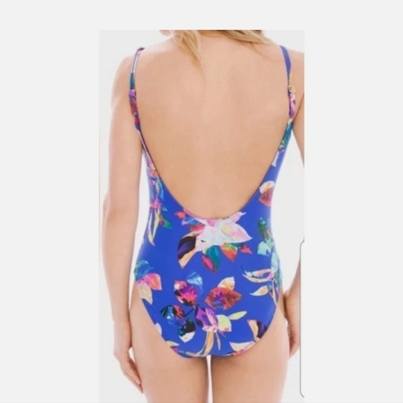 La Blanca Tummy Control Havana Tropics Mesh Floral One-Piece Swimsuit S 8 - Picture 2 of 3